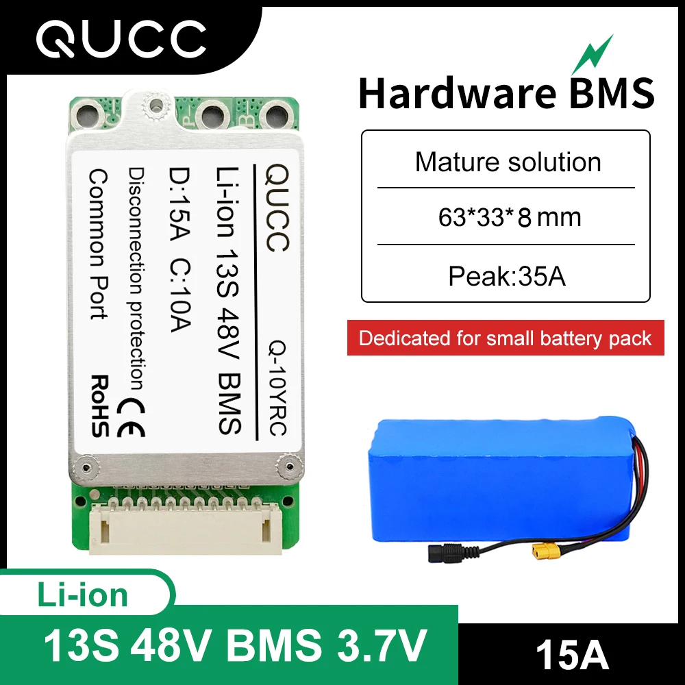 

Qucc 13S BMS 48 в 15 а литиевая батарея для электрического велосипеда скутера 13S 54,6 в 18650 литий-ионная специальная защитная печатная плата