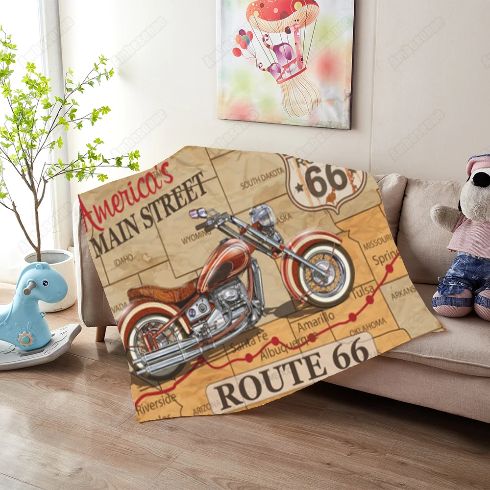 

Одеяло с принтом US Route 66, летнее одеяло для детей и взрослых, покрывало для спальни на кровать, одеяло для пикника на открытом воздухе, индиви...