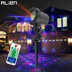Лазерный проектор ALIEN Outdoor RGB с 12 узорами на Рождество, водонепроницаемый, для сада, улицы, Рождественская елка, праздничное и праздничное освещение