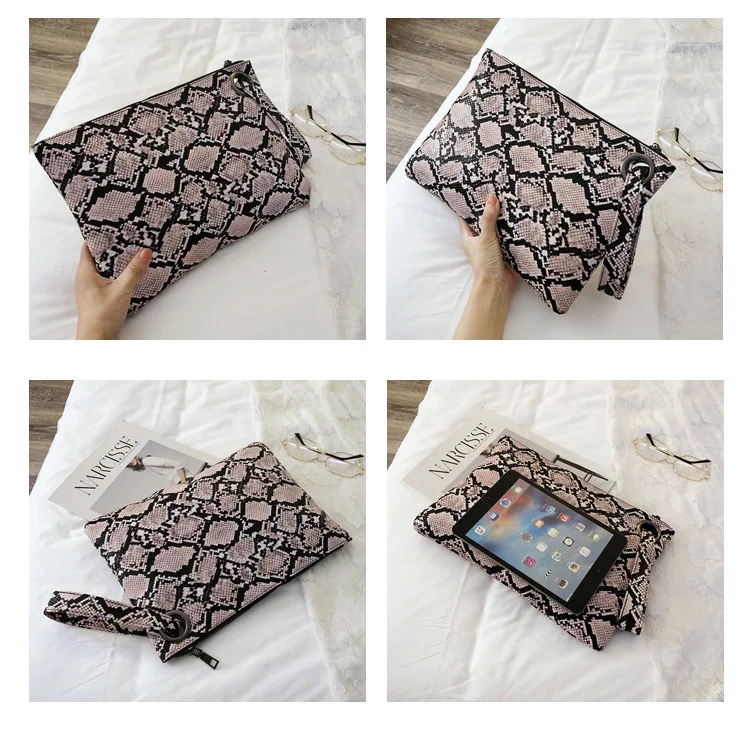 Business Female Clutch Bag Fashion Snake texture Women Wallet Large Capacity Pu Leather Coin Purses Mobile Phone Cosmetics Pouch