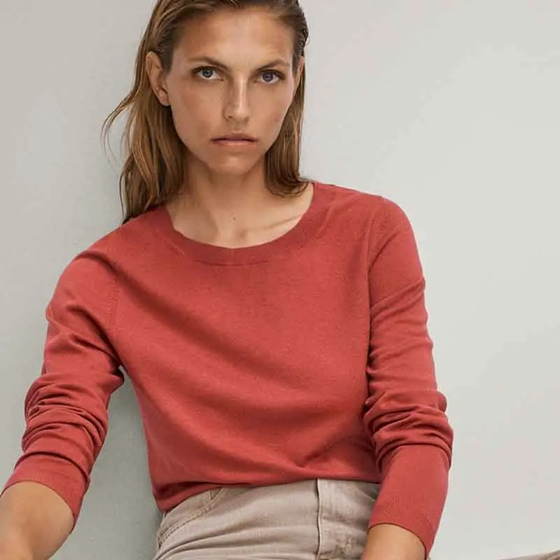 

Женский Однотонный свитер Uniera Za, простой Повседневный свитер с круглым вырезом, осень 2021