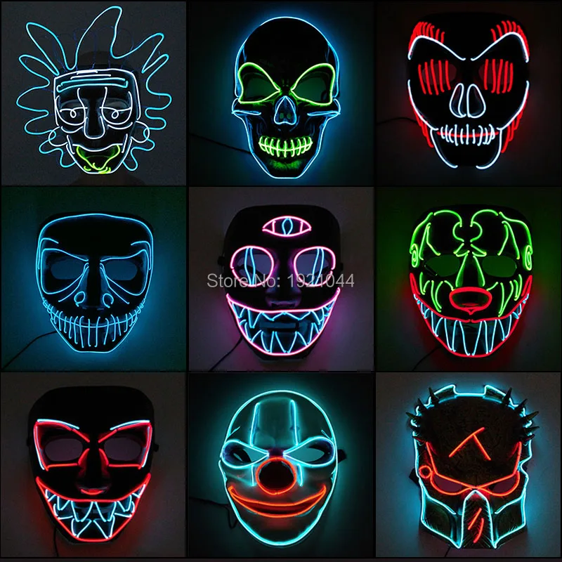 Горячая Мода мигающий светодиод маска люминесцентные EL неоновый вечерние LED