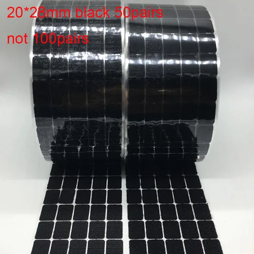 20X28mm Black 50pair Белый, черный, 10 мм, 15 мм, 100 пар, клей, крючок и петли, наклейка, крепкая, самоклеющаяся, точечная, нейлоновая, водонепроницаемая, клейкая, крепежная лента - Цвет: 20X28mm Black 50pair