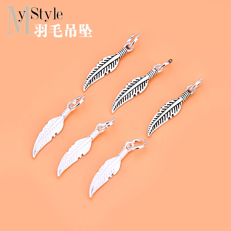 Кулон с пером подвеска из стерлингового серебра S925 пробы ювелирный материал