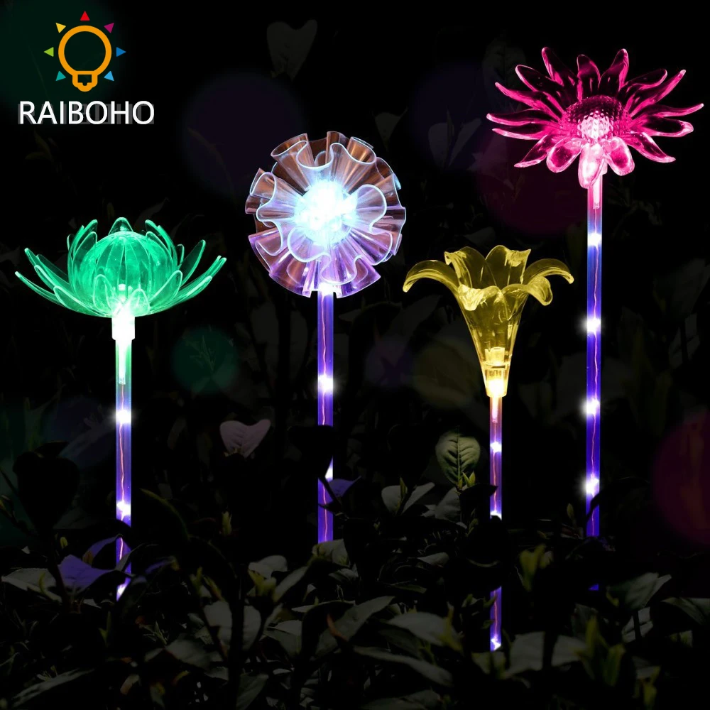 Muiltcolor наружные солнечные садовые огни Лотос Одуванчик Лилия Подсолнух Кола для