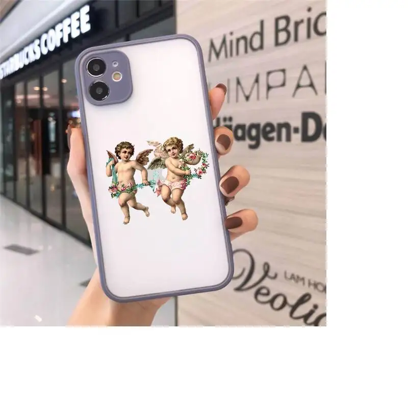 

Renaissance cute retro angel Phone Cases matte transparent For iphone 7 8 11 12 plus mini x xs xr pro max cover