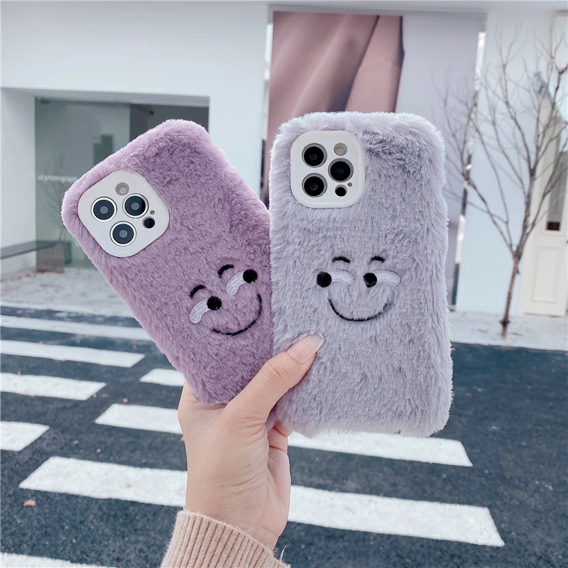 Cute Plush Happy Funny Silicone Case For iPhone 13 11 12 Pro MAX X XS XR 7 8 Plus SE 20 Camera Protection Winter Warm Hand Cover | Мобильные