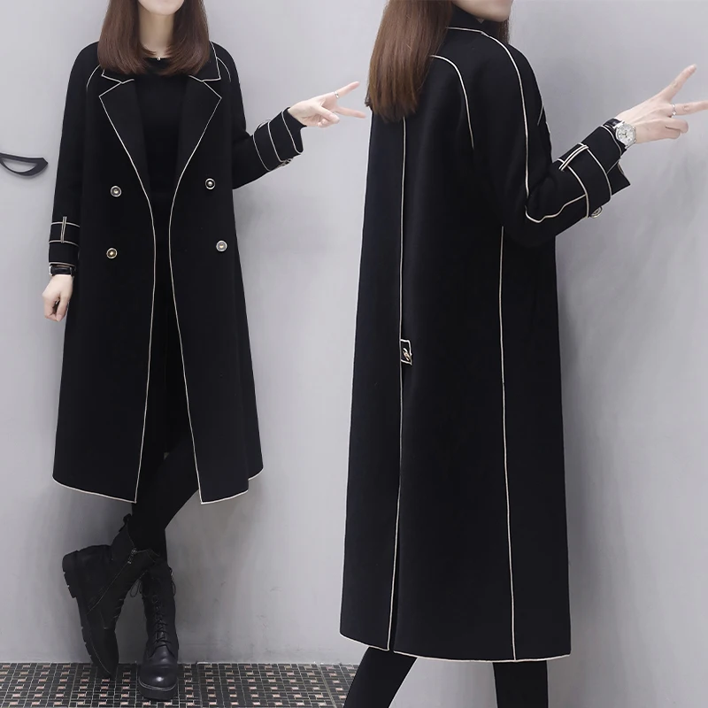 

Shzq высококачественное двухстороннее кашемировое пальто средней длины, женское весеннее платье 2021, новое трехмерное свободное приталенное ...