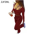 Спортивный топ для тренировок с низким вырезом и длинным рукавом и штаны для бега на завязках, повседневные сочетающиеся комплекты для женщин, спортивные костюмы