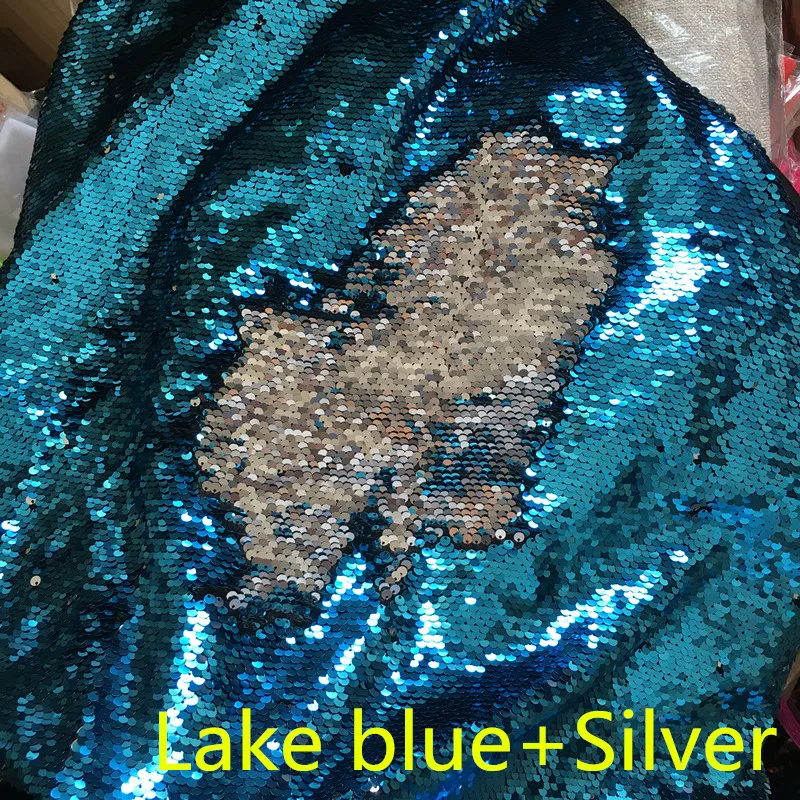 Sky blue sliver 130 см x 50 см Реверсивный Русалка рыбья чешуя блесток ткань зеленый/розовое золото блесток ткань с пайетками для платьев/бикини/наволочки - Цвет: Sky blue sliver