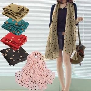 Новый весенне-осенний женский шарф, шифоновая мягкая шаль в горошек, женская накидка, глушитель XRQ88