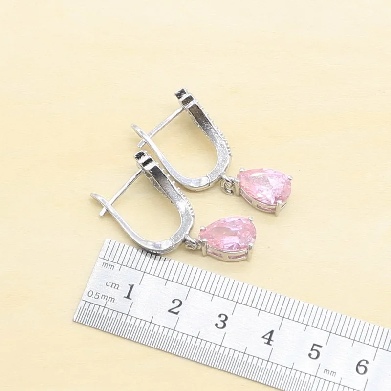 Розовый Топаз Белый топаз 925 серебряные Свадебные Ювелирные наборы для женщин