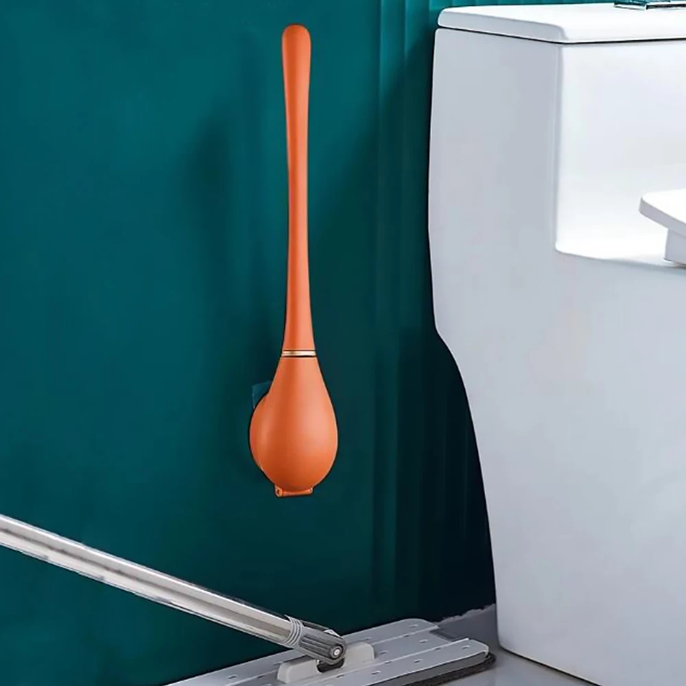 

Toilet Brush Wc Gap Brush With Holder Silicone Toilet Brush Hanging Type Flat Head Flexible Bristles Brush Bathroom Accessories