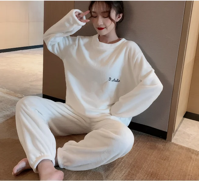 

New Winter Thick Warm Pajamas Sets For Women Sleepwear Homes Clothing Pajama Home Wear Womens Pyjamas Set Velvet Pants Nightwear
