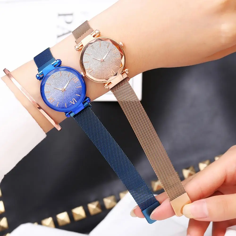

Clock Women Wrist Watch Montre Femme Reloj Mujer Ladies Magnet Buckle GradientStarry Roman Watch Quartz Casual Women'S Watch