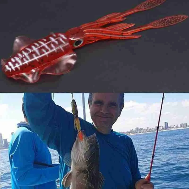 15 см рыболовные приманки кальмар светящаяся наживка 3D глаза бионики осьминог