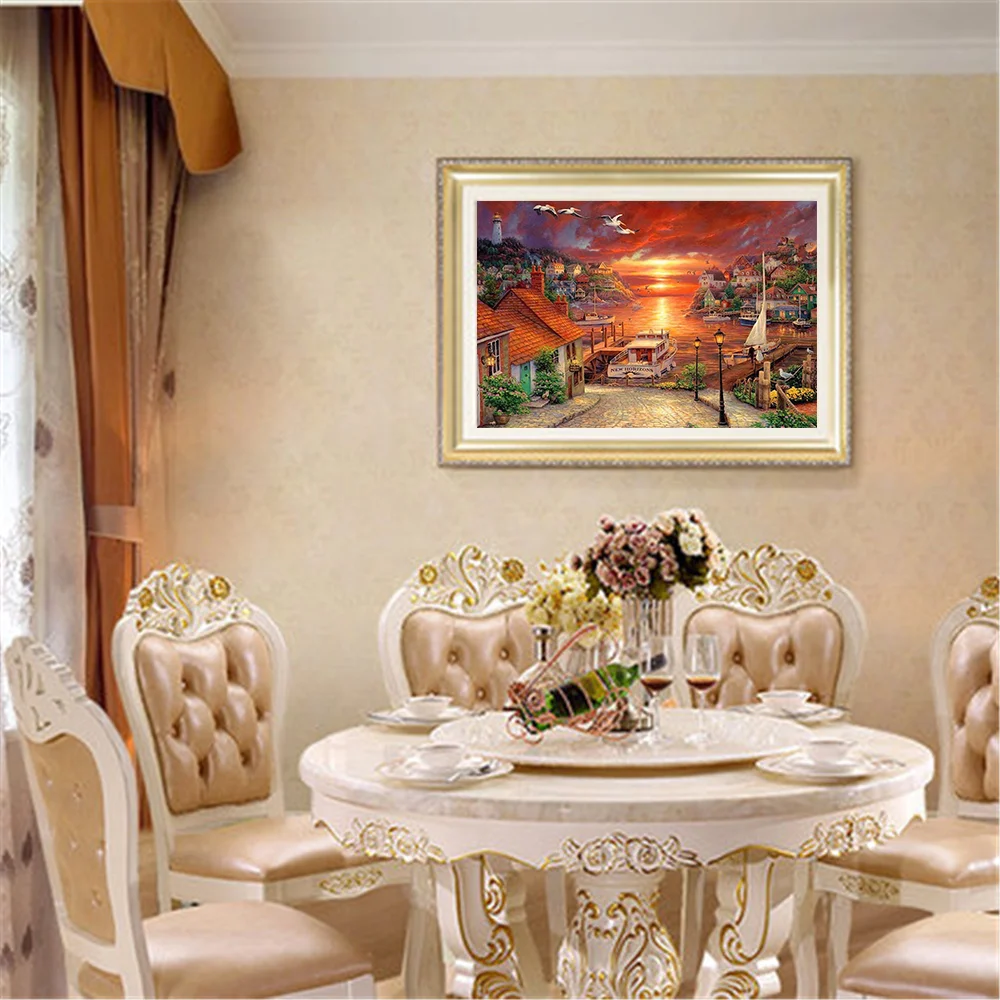 huacan new diamond painting full squareround landscape 5d diy diamonds embroidery house kits decorations home free global shipping