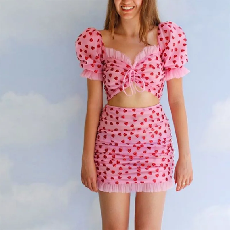 

2021 summer new navel two-piece jacket bag hip skirt love skirt suit wholesale