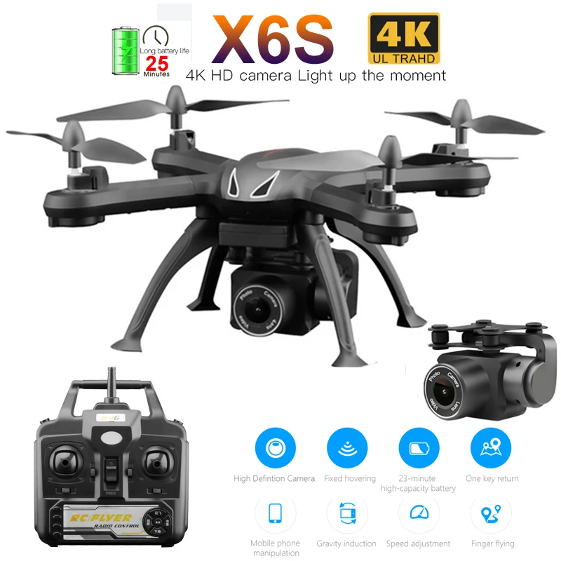 Дрон X6S с камерой 720P 1080P 4K HD WiFi FPV в режиме реального времени аэрофотосъемка