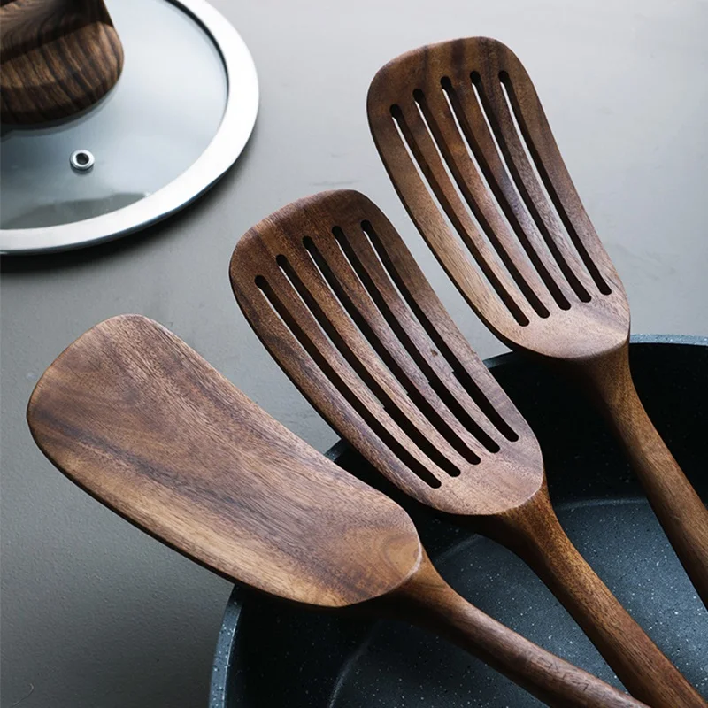 Лопатка Черпак из тикового дерева премиум-класса антипригарная кухонная утварь