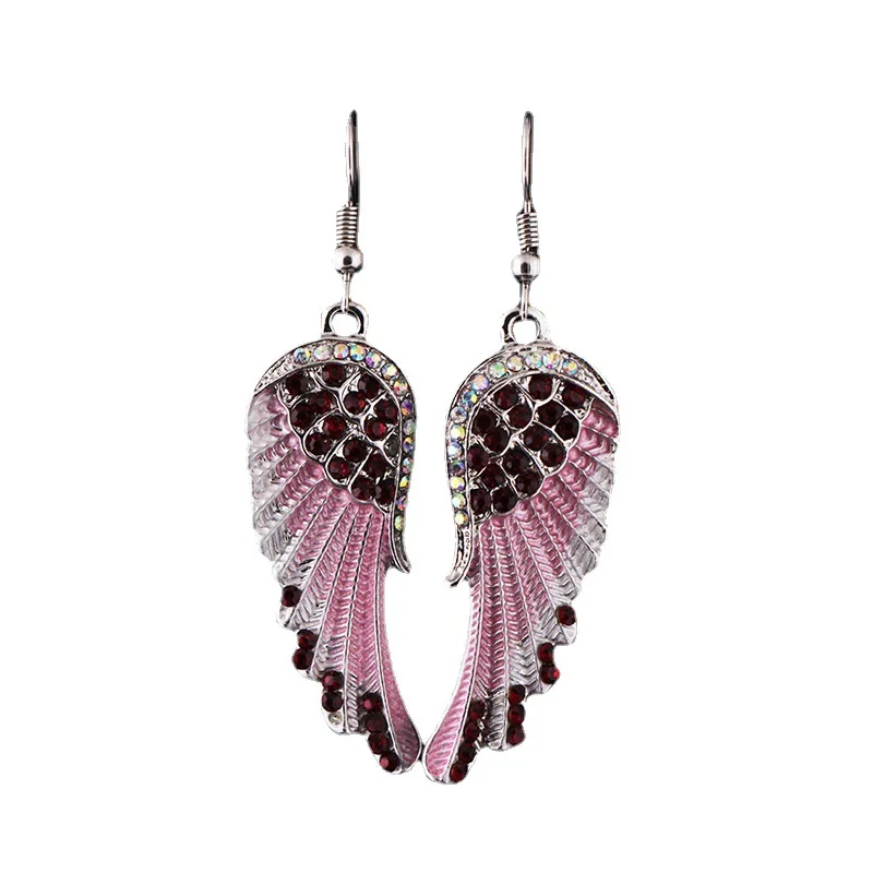 

Korean Fashion Wing Earrings Crystals Wedding Accessories Personalized Gift Pink Jewelry for Women Brincos Para As Mulheres D