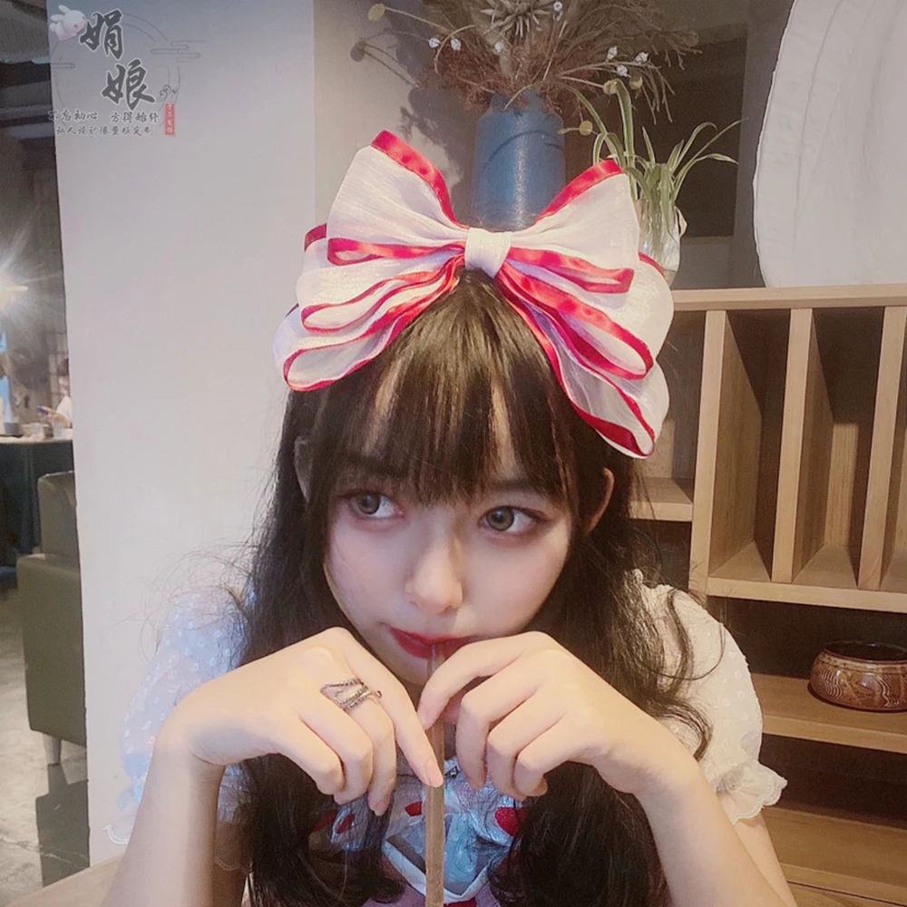 

Alice Lolita Headdress Girls Cute Sweet Soft Sister KC JK Hair Accessories Hairpin Japanese Hair Hoop Oversized Bow Headband