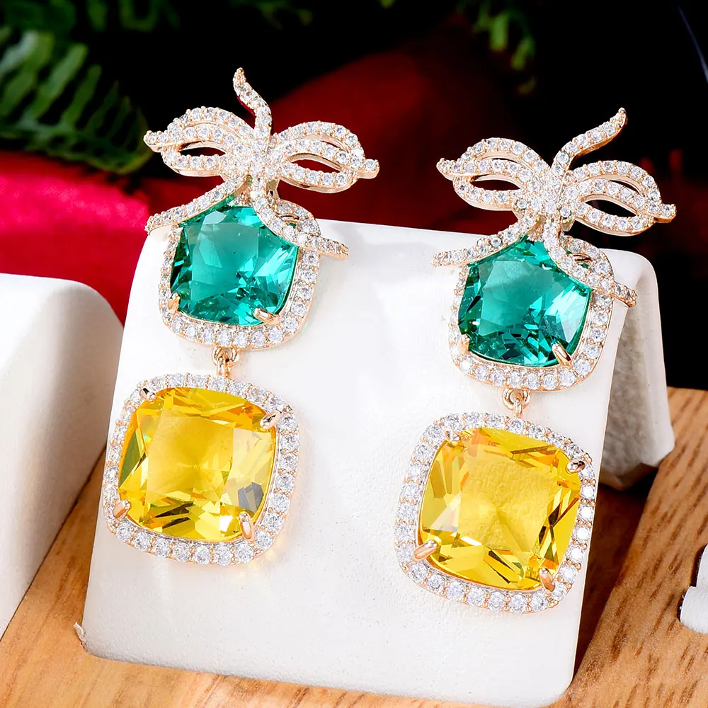 

GODKI трендовые квадратные серьги с бантиками для женщин, богемные серьги, геометрические серьги-капли, 2021 Brincos, женские модные ювелирные изде...