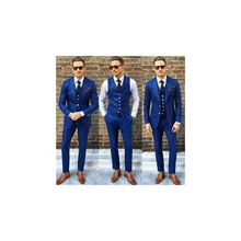 New Arrival High Quality Notch Lapel Men's Royal Blue Suits Custom Made Two Buttons Fashion Trendy Wear Blazer 3 Pieces Skinny (1)