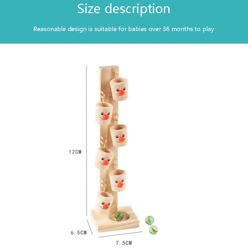 

Children's Educational Toys Wooden Clown Pour Table Fun Parent-Child Interactive Tabletop Game Marble Toys Gift