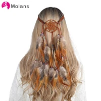 molans new boho feather headbands for women peacock feather hairband turban headpiece female bohemian tassel hair accessories