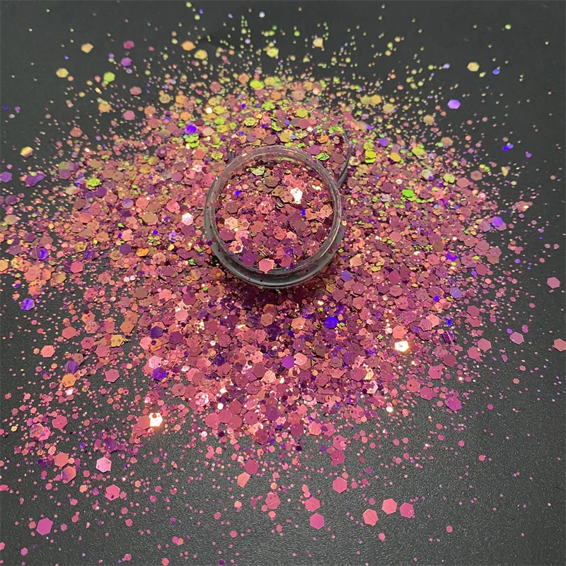 

New Rose Purple Gold Chameleon Chunky Glitter For Face Body Color-Shifting Nail Art Glitter Sequin Powder Dust Crafts Decoration