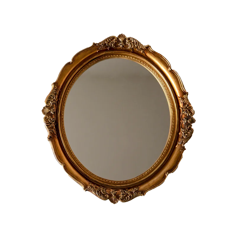 

Retro Mirror Phnom Penh Resin Carved Wall Decoration Photo Frame Mirror Palace Style Living Room Hanging Mirror