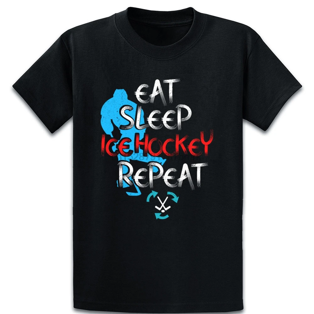 Футболка с надписью Eat Sleep ice hockey Repeat летняя стильная футболка размер S-5xl крутая