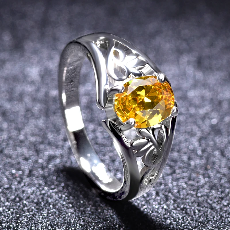 

Fashion Yellow Jewelry for Women 2021 Trend Ring with Stone Gift for Girls for Wife Wedding Couple Rings Rings for Women