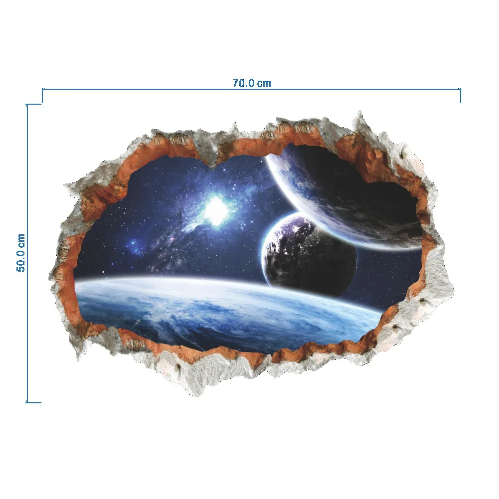 

3d Broken Wall Hole Wall Stickers For Office Living Room Bedroom Home Decoration Stars Universe Self-adhesive Wallpaper