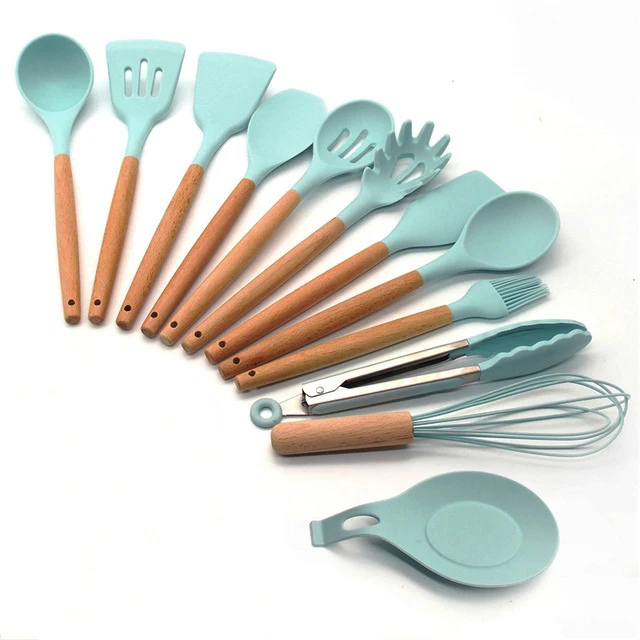 11/12/13Pcs Silicone Kitchen Set nonstick Kitchen Utensils Set with Spoon Spatula Cooking Accessories Baking Kitchen Tools Set - Цвет: 12 Pcs kitchen set