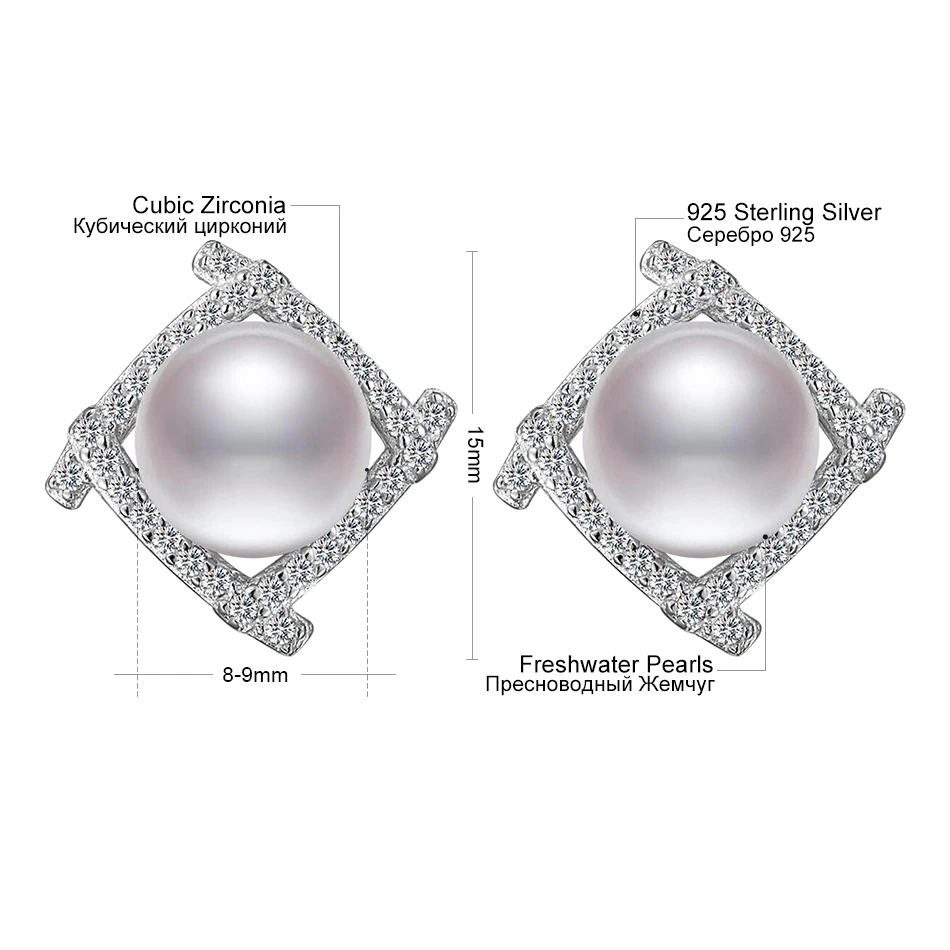 Exquisite 925 Sterling Silver 2 Colors Natural Freshwater Pearl Stud Earrings for Women Gifts Bride Fine Jewelry FEIGE | Украшения и