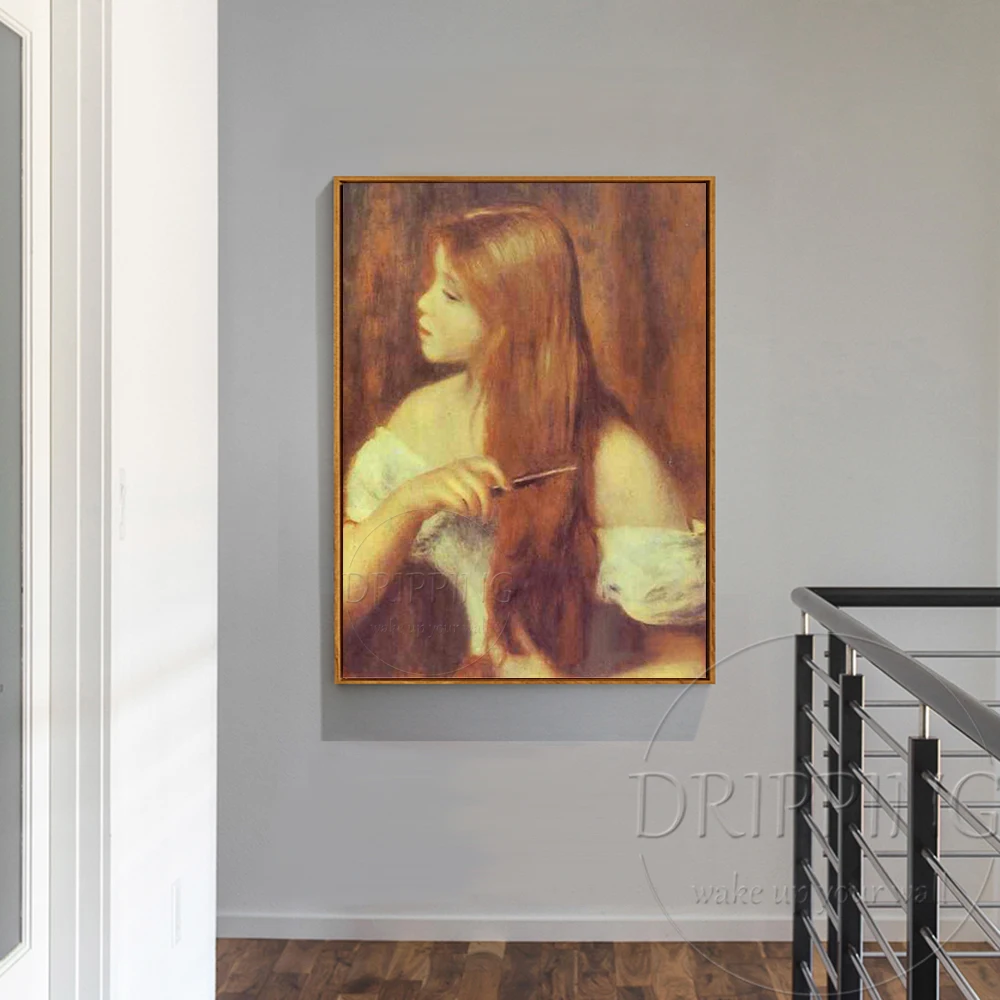 Французский импрессионист молодая девушка расчесывающая волосы картина маслом