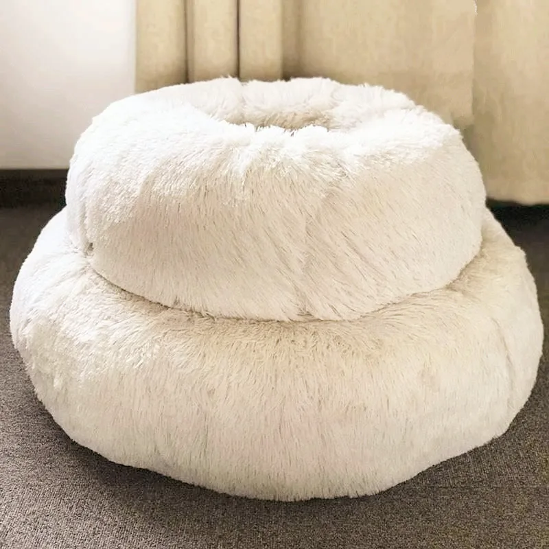 Novelty Pet Beds Round Plush Cat Bed Winter Warm Sleeping House comfortable Dog For Small Dogs Cats Nest Puppy Mat | Дом и сад