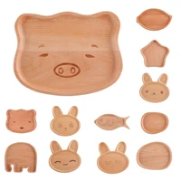 50hotdinner plate creative multi use solid wood kitchen dining tableware cartoon tray for children