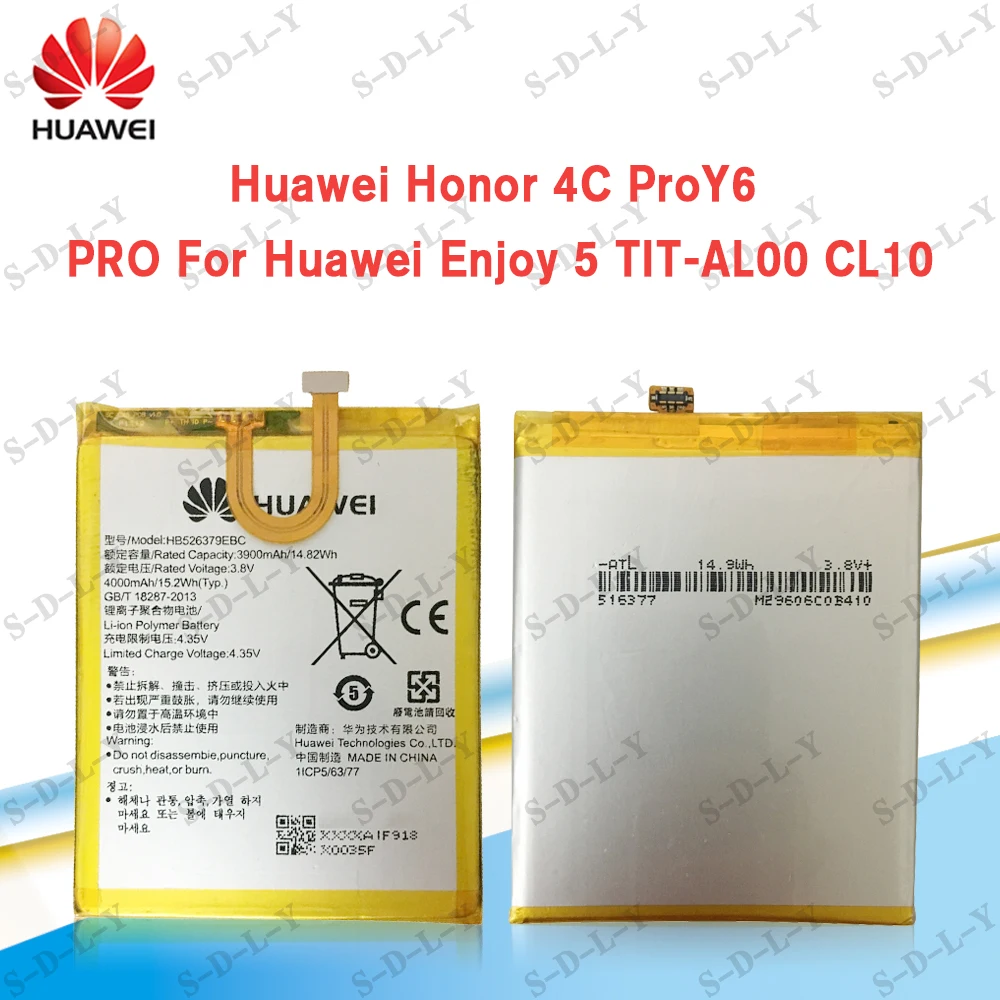 Оригинальный аккумулятор для телефона Huawei HB526379EBC Y6 Pro Enjoy 5 HONOR 4c pro TIT L01 TL00 CL00 CL10 4000