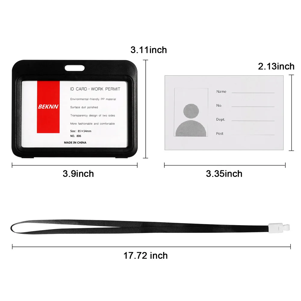 

Card Protector With Lanyard Immunization Record Vaccine Cards Transverse Clear Sleeve Badge Card Holder Office Supplies