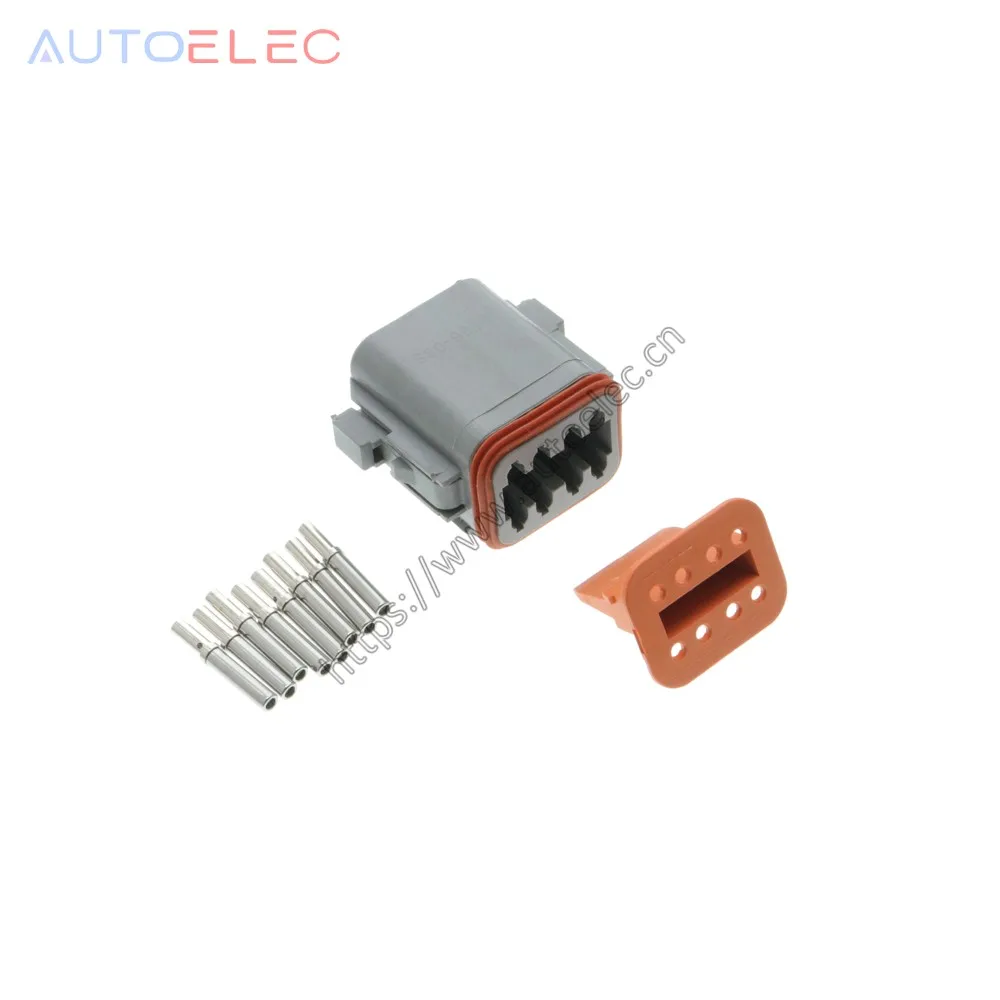 

100Kits Deutsch DT Series 8 Way Plug Connector Kit DT06-8S Plug Assembly + Pins & Wedglock Automotive Rectangular DC Connector