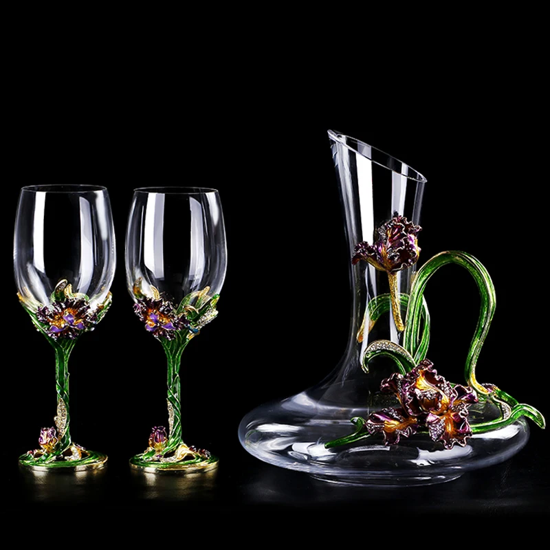 

Креативная эмалированная винная чашка, Европейский ретро бокал, бессвинцовые Хрустальные стеклянные чашки, чашки для шампанского, роскошн...