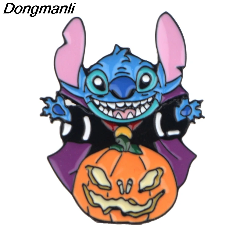 P4197 Dongmanli Стич милые эмалированные булавки и броши на Хэллоуин для женщин модные нагрудные булавки рюкзак сумки значок подарки
