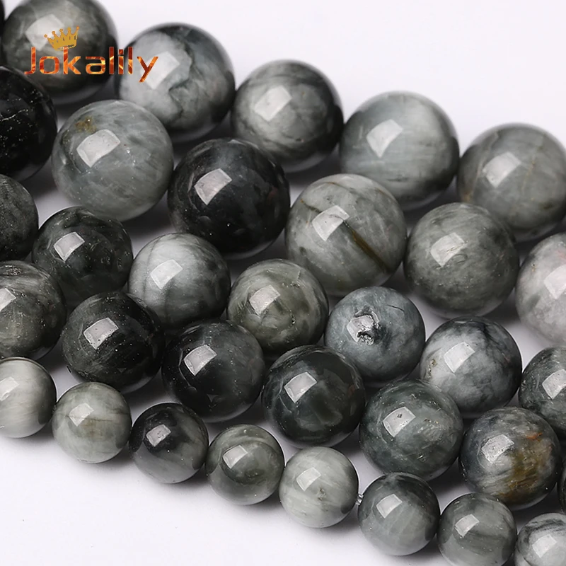 

Natural Dark Gray Hawk Eye Stone Beads Eagle Eye Stone Round Loose Beads For Jewelry Making DIY Bracelet Accessories 6 8 10 12mm