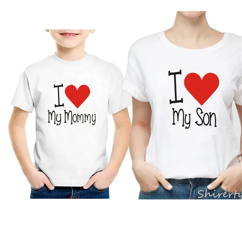 Забавные семейная одежда Мама и я футболка Я люблю мамочку люблю/футболки для