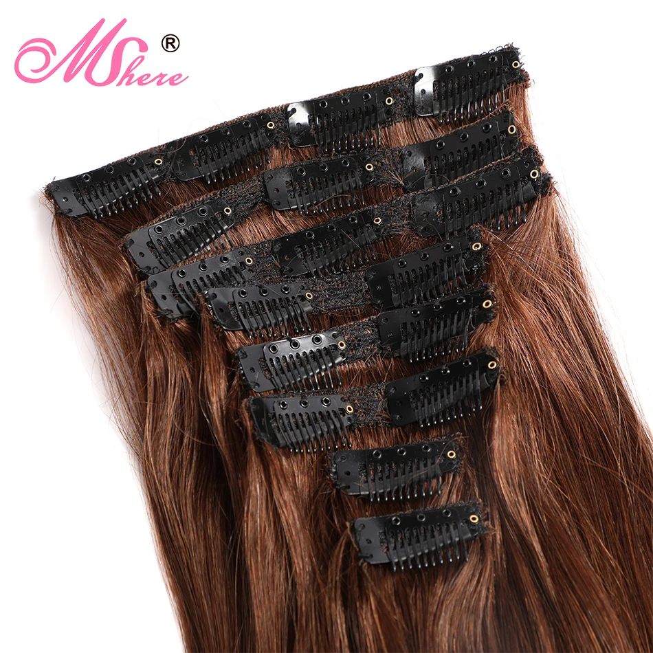 Прямые накладные Человеческие волосы Remy 8 шт./компл. 16 22 дюйма 100% человеческие 120
