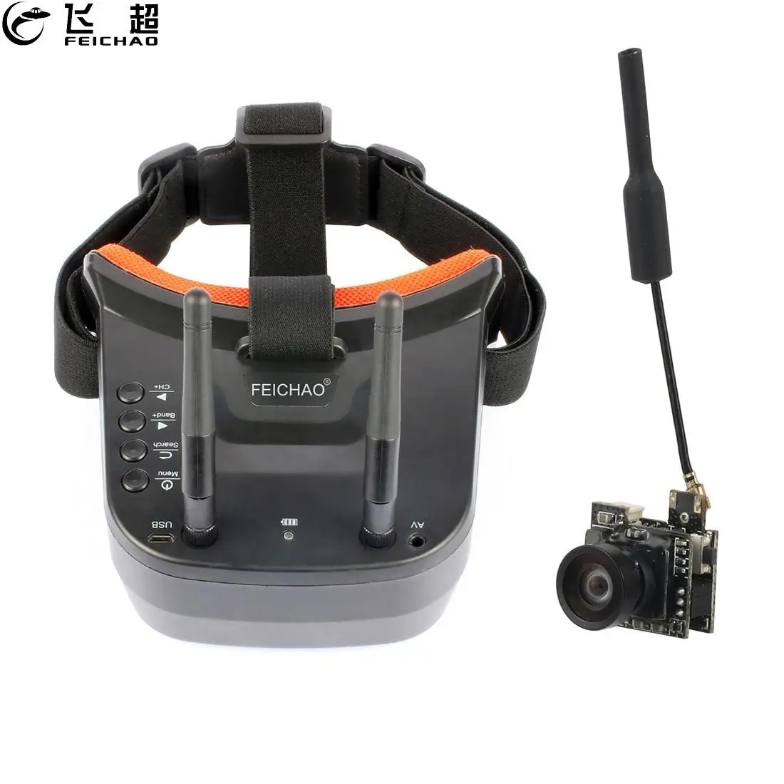 

FEICHAO 5.8G 40CH Mini FPV Goggles 3 inch 480 x 320 Display FPV Goggles Monitor w/ HCF7P 700TVL/NTSC Camera for FPV Racing Drone