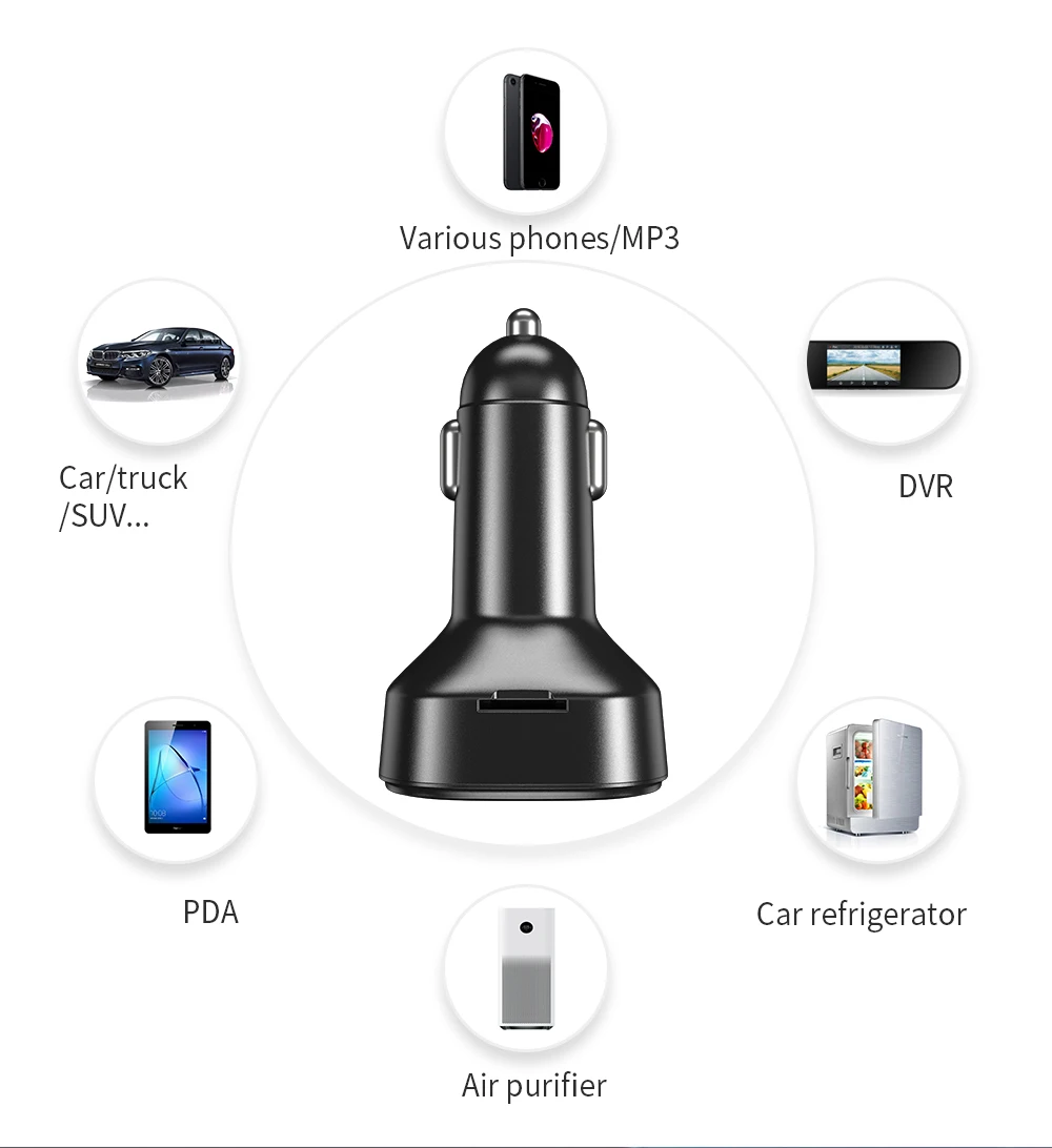 Автомобильное зарядное устройство Essager с функцией быстрой зарядки USB 3 0